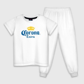 Детская пижама хлопок с принтом Corona Extra Коронавирус в Петрозаводске, 100% хлопок |  брюки и футболка прямого кроя, без карманов, на брюках мягкая резинка на поясе и по низу штанин
 | Тематика изображения на принте: beer | corona | corona virus | coronavirus | virus | вирус | корона | коронавирус