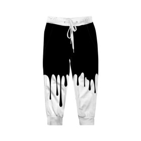 Детские брюки 3D с принтом Drop в Петрозаводске, 100% полиэстер | манжеты по низу, эластичный пояс регулируется шнурком, по бокам два кармана без застежек, внутренняя часть кармана из мелкой сетки | Тематика изображения на принте: белые | капля | черно белые | черные
