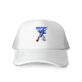 Кепка тракер с сеткой с принтом SONIC в Петрозаводске, трикотажное полотно; задняя часть — сетка | длинный козырек, универсальный размер, пластиковая застежка | animal | games | hedgehog | sega | sonic | speed | speed sonic | быстрый ёж | ёж | ёжик | игры | персонаж | сега | синий ёж | скорость | соник