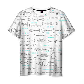 Мужская футболка 3D с принтом Математические формулы в Петрозаводске, 100% полиэфир | прямой крой, круглый вырез горловины, длина до линии бедер | Тематика изображения на принте: алгебра | вычисления | геометрия | дроби | интегралы | матан | математика | студентам | формулы | школа | шпаргалка