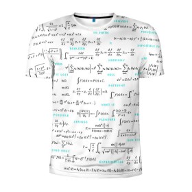 Мужская футболка 3D спортивная с принтом Математические формулы в Петрозаводске, 100% полиэстер с улучшенными характеристиками | приталенный силуэт, круглая горловина, широкие плечи, сужается к линии бедра | алгебра | вычисления | геометрия | дроби | интегралы | матан | математика | студентам | формулы | школа | шпаргалка