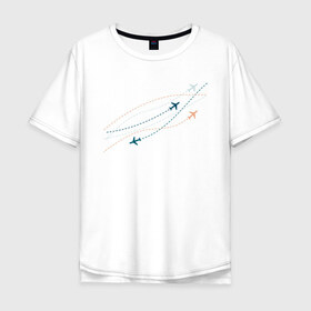 Мужская футболка хлопок Oversize с принтом Flight track в Петрозаводске, 100% хлопок | свободный крой, круглый ворот, “спинка” длиннее передней части | авиация | пилот | самолет | стюардесса