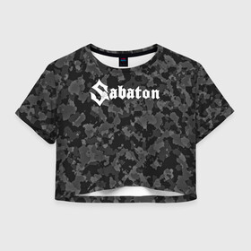 Женская футболка Crop-top 3D с принтом SABATON | САБАТОН (Z) в Петрозаводске, 100% полиэстер | круглая горловина, длина футболки до линии талии, рукава с отворотами | sabaton | skull | даниель муллбак | йоаким броден | крис рёланд | оскар монтелиус | пэр сундстрём | рикард сунден | сабатон | скелет | тоббе энглунд | томми юханссон | ханнес ван дал | черепа