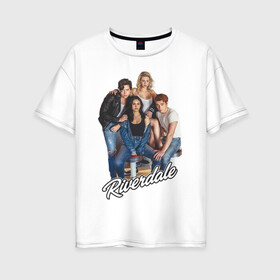 Женская футболка хлопок Oversize с принтом Riverdale heroes в Петрозаводске, 100% хлопок | свободный крой, круглый ворот, спущенный рукав, длина до линии бедер
 | go bulldogs | jughead | pop s | riverdale | vdgerir