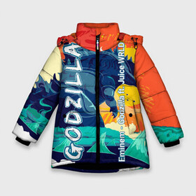 Зимняя куртка для девочек 3D с принтом Eminem и Juice WRLD в Петрозаводске, ткань верха — 100% полиэстер; подклад — 100% полиэстер, утеплитель — 100% полиэстер. | длина ниже бедра, удлиненная спинка, воротник стойка и отстегивающийся капюшон. Есть боковые карманы с листочкой на кнопках, утяжки по низу изделия и внутренний карман на молнии. 

Предусмотрены светоотражающий принт на спинке, радужный светоотражающий элемент на пуллере молнии и на резинке для утяжки. | eminem | godzilla | juice | wrld | клип | реп