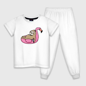 Детская пижама хлопок с принтом Ленивец на отдыхе в Петрозаводске, 100% хлопок |  брюки и футболка прямого кроя, без карманов, на брюках мягкая резинка на поясе и по низу штанин
 | 