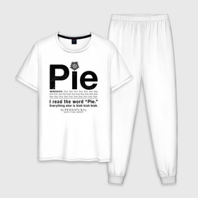 Мужская пижама хлопок с принтом Pie в Петрозаводске, 100% хлопок | брюки и футболка прямого кроя, без карманов, на брюках мягкая резинка на поясе и по низу штанин
 | supernatural | vdzabma | сверхъестественное
