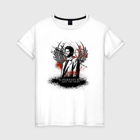 Женская футболка хлопок с принтом Castiel в Петрозаводске, 100% хлопок | прямой крой, круглый вырез горловины, длина до линии бедер, слегка спущенное плечо | castiel | supernatural | vdzabma | кастиэль | сверхъестественное