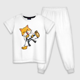 Детская пижама хлопок с принтом Каратэ Лис в Петрозаводске, 100% хлопок |  брюки и футболка прямого кроя, без карманов, на брюках мягкая резинка на поясе и по низу штанин
 | fox | foxy | боевые искусства | карате | каратэ | кимоно | лис | лиса | лисичка | рисунок