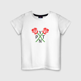 Детская футболка хлопок с принтом PAYTON MOORMEIER (НА СПИНЕ) в Петрозаводске, 100% хлопок | круглый вырез горловины, полуприлегающий силуэт, длина до линии бедер | flower | payton moormeier | roses | tiktok | блогер | пейтон | пейтон моормиер | розы | тикток | тиктокер | цветы | ютубер