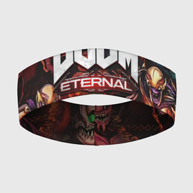 Повязка на голову 3D с принтом DOOM ETERNAL в Петрозаводске,  |  | demons | devil | doom | doom eternal | doom slayer | hell | slayer | ад | демоны | дум