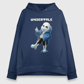 Женское худи Oversize хлопок с принтом UNDERTALE SANS в Петрозаводске, френч-терри — 70% хлопок, 30% полиэстер. Мягкий теплый начес внутри —100% хлопок | боковые карманы, эластичные манжеты и нижняя кромка, капюшон на магнитной кнопке | asriel dreemurr | chara | frisk | gaster blaster | sans | undertale | азриэль дримурр | андертейл | гастер | меттатон | санс | фриск | чара