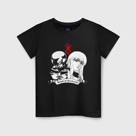 Детская футболка хлопок с принтом BERSERK в Петрозаводске, 100% хлопок | круглый вырез горловины, полуприлегающий силуэт, длина до линии бедер | anime | anime berserk | berserk | knight | manga | аниме | аниме берсерк | берсерк | манга | рыцарь