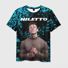 Мужская футболка 3D с принтом NILETTO. в Петрозаводске, 100% полиэфир | прямой крой, круглый вырез горловины, длина до линии бедер | niletto | rap | данила прытков | любимка | музыка | нилетто | певец | реп
