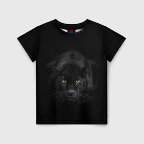 Детская футболка 3D с принтом Пантера в Петрозаводске, 100% гипоаллергенный полиэфир | прямой крой, круглый вырез горловины, длина до линии бедер, чуть спущенное плечо, ткань немного тянется | animal | animals | beast | black | cat | kitten | phanter | животное | животные | зверек | зверь | кот | котики | кошка | кошки | пантера | черная