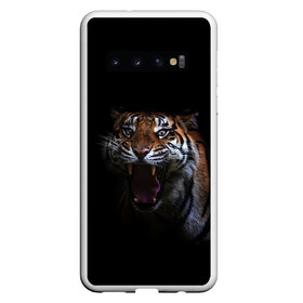 Чехол для Samsung Galaxy S10 с принтом Тигр в Петрозаводске, Силикон | Область печати: задняя сторона чехла, без боковых панелей | Тематика изображения на принте: animal | animals | beast | black | cat | kitten | tiger | животное | животные | зверек | зверь | кот | котики | кошка | кошки | тигр | черная