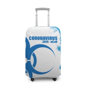 Чехол для чемодана 3D с принтом Coronavirus 2019 - nCoV в Петрозаводске, 86% полиэфир, 14% спандекс | двустороннее нанесение принта, прорези для ручек и колес | 2019   ncov | coronavirus | covid | covid 19 | ncov | virus | арт | биологическая опасность | болезнь | вирус | знак | карантин | корона | коронавирус | короновирус | мем | мой руки | оставайся дома | пандемия | помой руки