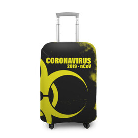 Чехол для чемодана 3D с принтом Coronavirus 2019 - nCoV в Петрозаводске, 86% полиэфир, 14% спандекс | двустороннее нанесение принта, прорези для ручек и колес | 2019   ncov | coronavirus | covid | covid 19 | ncov | virus | арт | биологическая опасность | болезнь | вирус | знак | карантин | корона | коронавирус | короновирус | мем | мой руки | оставайся дома | пандемия | помой руки