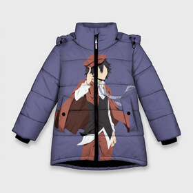 Зимняя куртка для девочек 3D с принтом Ranpo Edogawa в Петрозаводске, ткань верха — 100% полиэстер; подклад — 100% полиэстер, утеплитель — 100% полиэстер. | длина ниже бедра, удлиненная спинка, воротник стойка и отстегивающийся капюшон. Есть боковые карманы с листочкой на кнопках, утяжки по низу изделия и внутренний карман на молнии. 

Предусмотрены светоотражающий принт на спинке, радужный светоотражающий элемент на пуллере молнии и на резинке для утяжки. | agency | bungou | deduction | detective | dogs | edogawa | ranpo | stray | агенство | бродячие | бродячих | гении | дедукция | детективное | литературные | проза | псов | псы | рампо | ранпо | эдогава