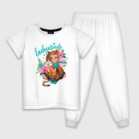 Детская пижама хлопок с принтом Тензи Тигра и Тигре в Петрозаводске, 100% хлопок |  брюки и футболка прямого кроя, без карманов, на брюках мягкая резинка на поясе и по низу штанин
 | enchantimals | детское | для девочек | зверюшки | игрушки | куклы | энчантималс