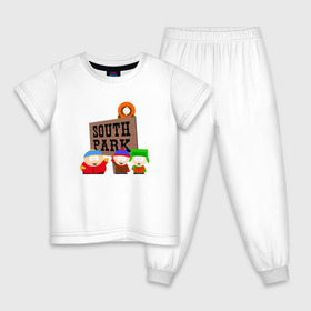 Детская пижама хлопок с принтом South Park в Петрозаводске, 100% хлопок |  брюки и футболка прямого кроя, без карманов, на брюках мягкая резинка на поясе и по низу штанин
 | park | south | south park | картман | кени | они убили кени | парк | сволочи | южный | южный парк