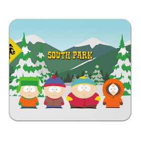 Коврик для мышки прямоугольный с принтом ЮЖНЫЙ ПАРК | SOUTH PARK (Z) в Петрозаводске, натуральный каучук | размер 230 х 185 мм; запечатка лицевой стороны | kenny | south park | кенни | мультфильмы | южный парк