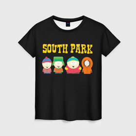 Женская футболка 3D с принтом South Park. в Петрозаводске, 100% полиэфир ( синтетическое хлопкоподобное полотно) | прямой крой, круглый вырез горловины, длина до линии бедер | south park | американская культура | американский мультсериал | колорадо | пародия | саус парк | саут парк | черный юмор | четыре мальчика | шоу | южный парк