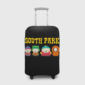 Чехол для чемодана 3D с принтом South Park. в Петрозаводске, 86% полиэфир, 14% спандекс | двустороннее нанесение принта, прорези для ручек и колес | south park | американская культура | американский мультсериал | колорадо | пародия | саус парк | саут парк | черный юмор | четыре мальчика | шоу | южный парк