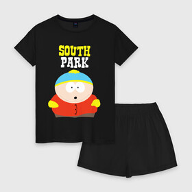 Женская пижама с шортиками хлопок с принтом SOUTH PARK в Петрозаводске, 100% хлопок | футболка прямого кроя, шорты свободные с широкой мягкой резинкой | south park | американская культура | американский мультсериал | колорадо | пародия | саус парк | саут парк | черный юмор | четыре мальчика | шоу | южный парк