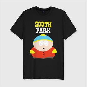 Мужская футболка хлопок Slim с принтом SOUTH PARK. в Петрозаводске, 92% хлопок, 8% лайкра | приталенный силуэт, круглый вырез ворота, длина до линии бедра, короткий рукав | south park | американская культура | американский мультсериал | колорадо | пародия | саус парк | саут парк | черный юмор | четыре мальчика | шоу | южный парк