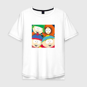 Мужская футболка хлопок Oversize с принтом South Park в Петрозаводске, 100% хлопок | свободный крой, круглый ворот, “спинка” длиннее передней части | park | south | south park | картман | кени | они убили кени | парк | сволочи | южный | южный парк