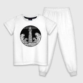 Детская пижама хлопок с принтом Маяк гравюра в Петрозаводске, 100% хлопок |  брюки и футболка прямого кроя, без карманов, на брюках мягкая резинка на поясе и по низу штанин
 | Тематика изображения на принте: 