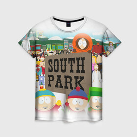 Женская футболка 3D с принтом ЮЖНЫЙ ПАРК в Петрозаводске, 100% полиэфир ( синтетическое хлопкоподобное полотно) | прямой крой, круглый вырез горловины, длина до линии бедер | kenny | south park | кенни | мультфильмы | саус парк | южный парк