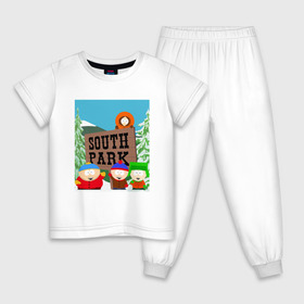 Детская пижама хлопок с принтом ЮЖНЫЙ ПАРК в Петрозаводске, 100% хлопок |  брюки и футболка прямого кроя, без карманов, на брюках мягкая резинка на поясе и по низу штанин
 | 