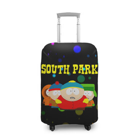 Чехол для чемодана 3D с принтом South Park. в Петрозаводске, 86% полиэфир, 14% спандекс | двустороннее нанесение принта, прорези для ручек и колес | south park | американская культура | американский мультсериал | колорадо | пародия | саус парк | саут парк | черный юмор | четыре мальчика | шоу | южный парк