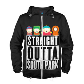 Мужская ветровка 3D с принтом South Park в Петрозаводске, 100% полиэстер | подол и капюшон оформлены резинкой с фиксаторами, два кармана без застежек по бокам, один потайной карман на груди | cartman | kenny | park | south | southpark | картман | кенни | мульт | мультик | парк | персонаж | персонажи | сериал | южный