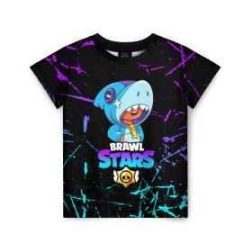 Детская футболка 3D с принтом BRAWL STARS LEON SHARK в Петрозаводске, 100% гипоаллергенный полиэфир | прямой крой, круглый вырез горловины, длина до линии бедер, чуть спущенное плечо, ткань немного тянется | 8 bit | 8 бит | bibi | brawl stars | crow | el brown | leon | leon shark | max | mr.p | sally leon | shark | stars | virus | werewolf | акула | биби | вирус | ворон | леон | оборотень | пингвин