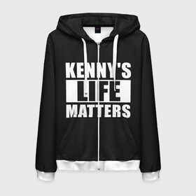 Мужская толстовка 3D на молнии с принтом KENNYS LIFE MATTERS в Петрозаводске, 100% полиэстер | длина до линии бедра, манжеты и пояс оформлены мягкой тканевой резинкой, двухслойный капюшон со шнурком для регулировки, спереди молния, по бокам два кармана | cartman | kenny | park | south | southpark | картман | кенни | мульт | мультик | парк | персонаж | персонажи | сериал | южный