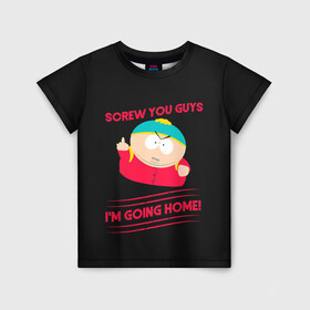 Детская футболка 3D с принтом Cartman в Петрозаводске, 100% гипоаллергенный полиэфир | прямой крой, круглый вырез горловины, длина до линии бедер, чуть спущенное плечо, ткань немного тянется | Тематика изображения на принте: cartman | kenny | park | south | southpark | картман | кенни | мульт | мультик | парк | персонаж | персонажи | сериал | южный