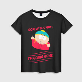 Женская футболка 3D с принтом Cartman в Петрозаводске, 100% полиэфир ( синтетическое хлопкоподобное полотно) | прямой крой, круглый вырез горловины, длина до линии бедер | cartman | kenny | park | south | southpark | картман | кенни | мульт | мультик | парк | персонаж | персонажи | сериал | южный