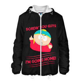 Мужская куртка 3D с принтом Cartman в Петрозаводске, ткань верха — 100% полиэстер, подклад — флис | прямой крой, подол и капюшон оформлены резинкой с фиксаторами, два кармана без застежек по бокам, один большой потайной карман на груди. Карман на груди застегивается на липучку | Тематика изображения на принте: cartman | kenny | park | south | southpark | картман | кенни | мульт | мультик | парк | персонаж | персонажи | сериал | южный