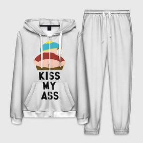 Мужской костюм 3D с принтом Kiss My Ass в Петрозаводске, 100% полиэстер | Манжеты и пояс оформлены тканевой резинкой, двухслойный капюшон со шнурком для регулировки, карманы спереди | cartman | kenny | park | south | southpark | картман | кенни | мульт | мультик | парк | персонаж | персонажи | сериал | южный