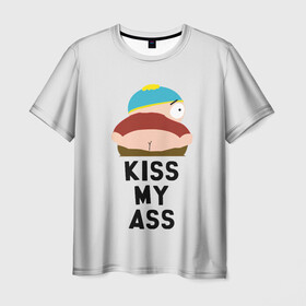 Мужская футболка 3D с принтом Kiss My Ass в Петрозаводске, 100% полиэфир | прямой крой, круглый вырез горловины, длина до линии бедер | cartman | kenny | park | south | southpark | картман | кенни | мульт | мультик | парк | персонаж | персонажи | сериал | южный