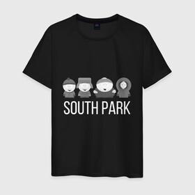 Мужская футболка хлопок с принтом South Park в Петрозаводске, 100% хлопок | прямой крой, круглый вырез горловины, длина до линии бедер, слегка спущенное плечо. | Тематика изображения на принте: cartman | kartman | kenny | park | south | брофловски | кайл | картинка | картман | кенни | маккормик | марш | парк | саус | сауспарк | стэн | стэнли | эрик | южный