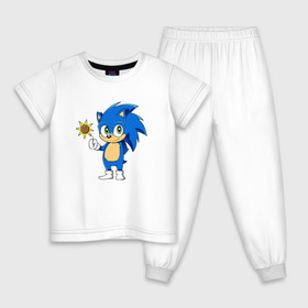 Детская пижама хлопок с принтом Baby Sonic в Петрозаводске, 100% хлопок |  брюки и футболка прямого кроя, без карманов, на брюках мягкая резинка на поясе и по низу штанин
 | baby | sonic | ежик | соник