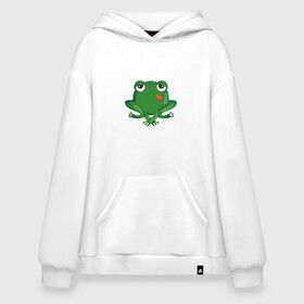 Худи SuperOversize хлопок с принтом Who let the frogs out?  в Петрозаводске, 70% хлопок, 30% полиэстер, мягкий начес внутри | карман-кенгуру, эластичная резинка на манжетах и по нижней кромке, двухслойный капюшон
 | жаба | лягушка