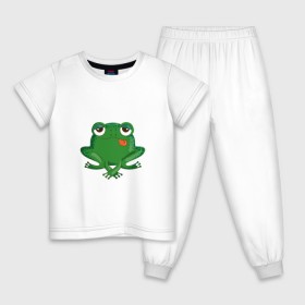 Детская пижама хлопок с принтом Who let the frogs out? в Петрозаводске, 100% хлопок |  брюки и футболка прямого кроя, без карманов, на брюках мягкая резинка на поясе и по низу штанин
 | жаба | лягушка