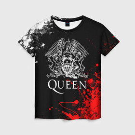 Женская футболка 3D с принтом QUEEN. в Петрозаводске, 100% полиэфир ( синтетическое хлопкоподобное полотно) | прямой крой, круглый вырез горловины, длина до линии бедер | queen | квин | мистер робот | музыка | рами малек | рок | фредди меркьюри