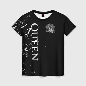 Женская футболка 3D с принтом QUEEN. в Петрозаводске, 100% полиэфир ( синтетическое хлопкоподобное полотно) | прямой крой, круглый вырез горловины, длина до линии бедер | queen | квин | мистер робот | музыка | рами малек | рок | фредди меркьюри