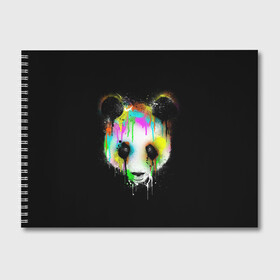 Альбом для рисования с принтом Панда в краске в Петрозаводске, 100% бумага
 | матовая бумага, плотность 200 мг. | panda | животные | краска | медведь | милая | няшная | панда | прикольная | смешно | юмор